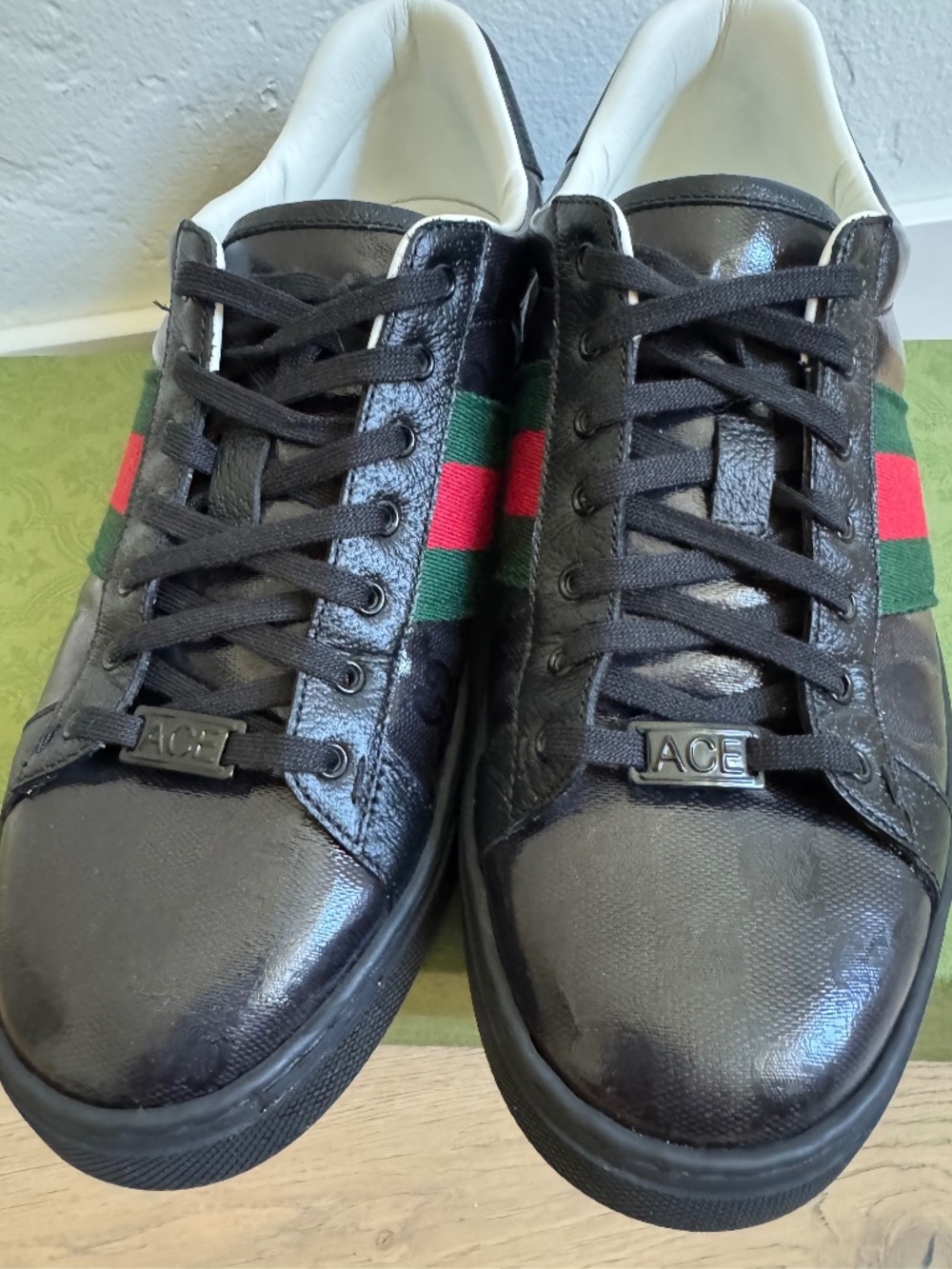 Gucci Ace GG Crystal Canvas Sneaker Men's Black 760775 FACRF - Size 9